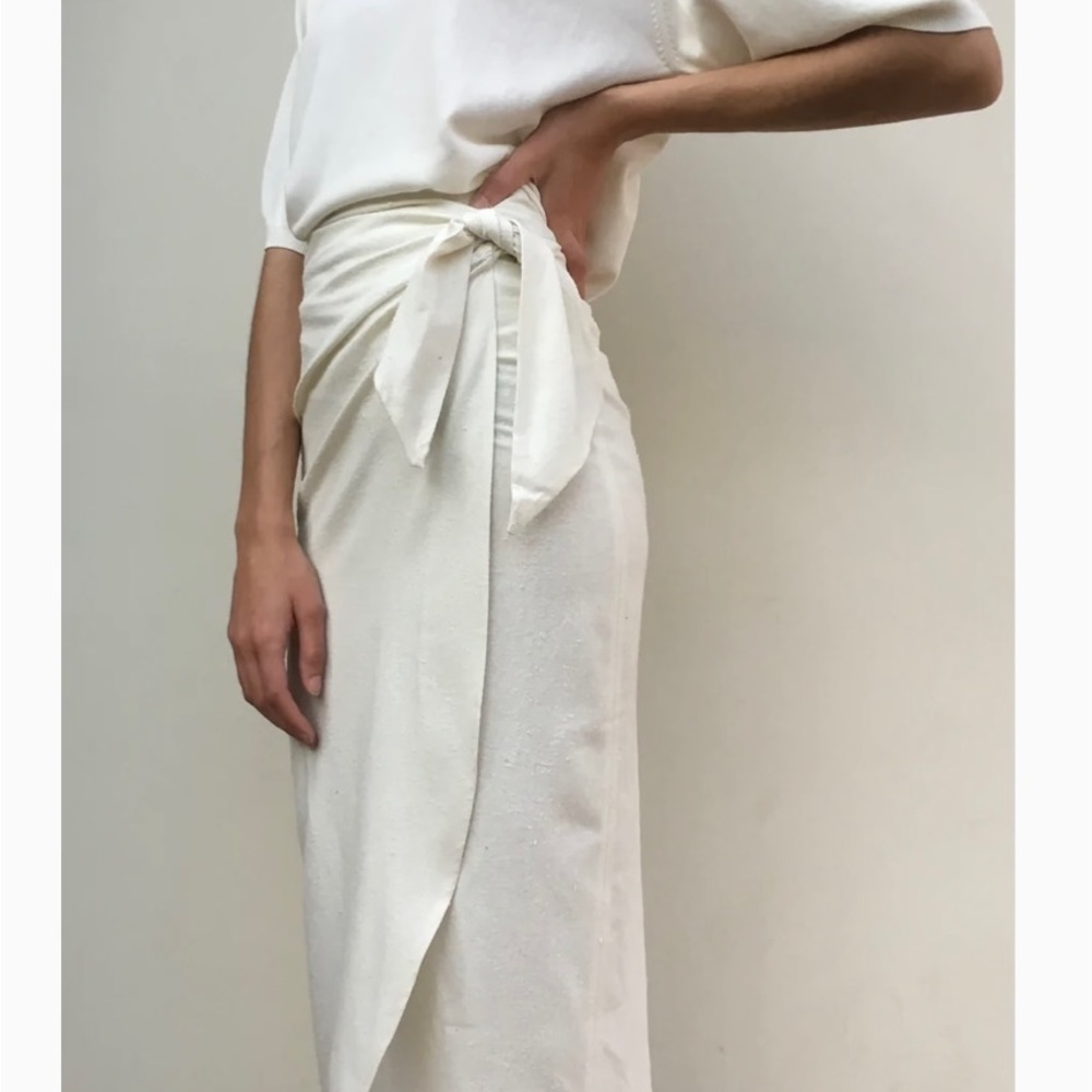 Na Nin “Bobbie” raw silk wrap skirt.